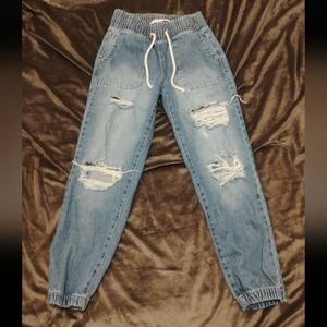 Celebrity Pink Light Blue Distressed Jeans